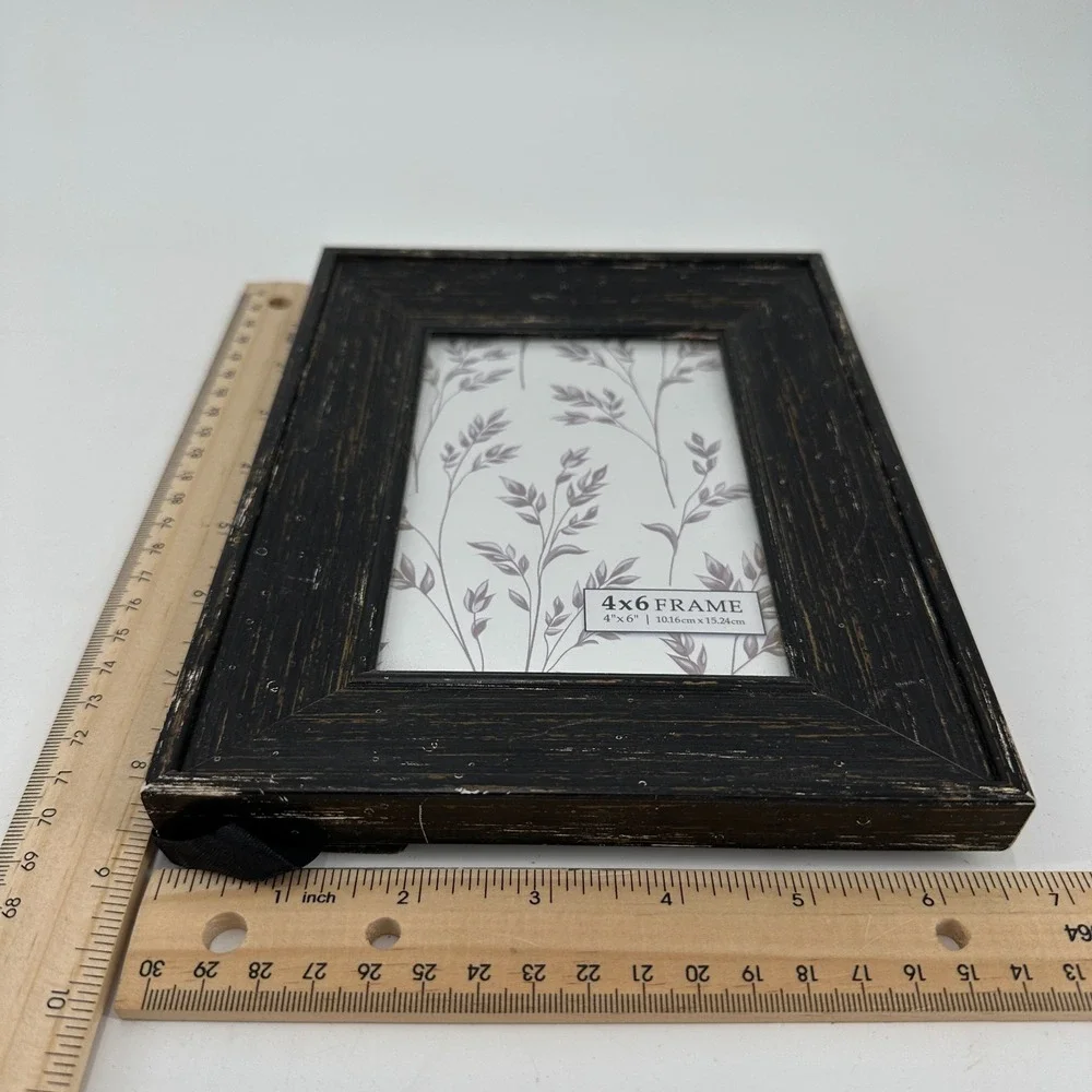 Rustic Black Wood 4x6 Picture Frame - Distressed Farmhouse Tabletop Decor